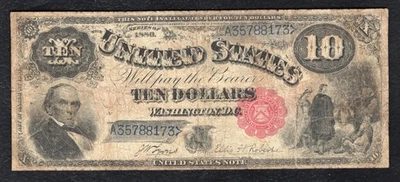 FR. BILLETE DE 10 DÓLARES “JACKASS” 113 1880 MONEDA DE CURSO LEGAL ESTADOS UNIDOS Foto 1 de 2