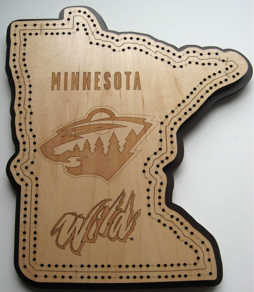 Minnesota Wild Cribbage Board - Image 1 of 1