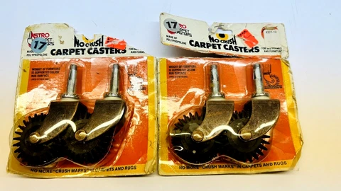 Vintage 2 Pairs Astro No Crush Carpet Casters In Original Packaging Cover