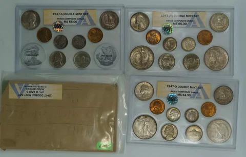 1947 P/D/S DOUBLE MINT SET ANACS CERTIFIED MS 65 OSV MINT STATE UNC (768) Cover