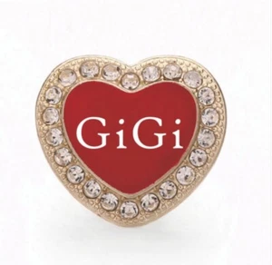 SNAP IN BUTTON CHARM FITS GINGER SNAPS STYLE JEWELRY BIG HEART GIGI #201 BLING - Picture 1 of 1