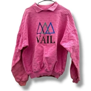 Vintage Wek The World Vail Pink Textured Long Sleeve Pullover Sweater Sz L - Picture 1 of 14