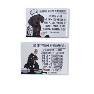 Black Tan Dachshund Dog Measuring Chart Magnet Set Kitchen Cooking Baking Guide - Picture 1 of 12