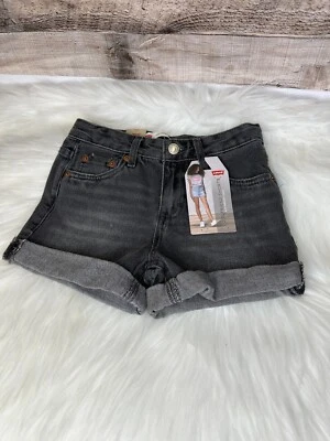 Pantalones Cortos de Jean LEVI'S NUEVOS CON ETIQUETAS Niñas Novia Lavado Negro Talla 8, 10 Cintura Ajustable Foto 1 de 4