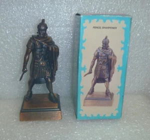 Antique Bronze Finished Die Cast Miniature Pencil Sharpener- Warrior? With Box - Picture 1 of 6