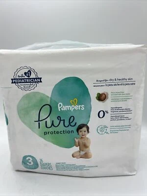 Подгузники Pampers Pure Protection 26 размер 3 16-28 фунтов ПОКУПАЙТЕ БОЛЬШЕ ЭКОНОМЬТЕ И КОМБИНИРУЙТЕ ДОСТАВКУ - Изображение 1 из 3