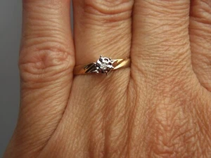Massiver 14k Gelbgold 0,02ct Tw runder Diamant Versprechen Andenken Ehering Größe 6,5 - Bild 1 von 22