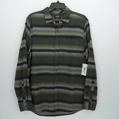 Camisa Hurley Para Hombre Portland Franela Manga Larga S Oliva Negro Beige Rayas Nueva con Etiquetas Foto 1 de 4