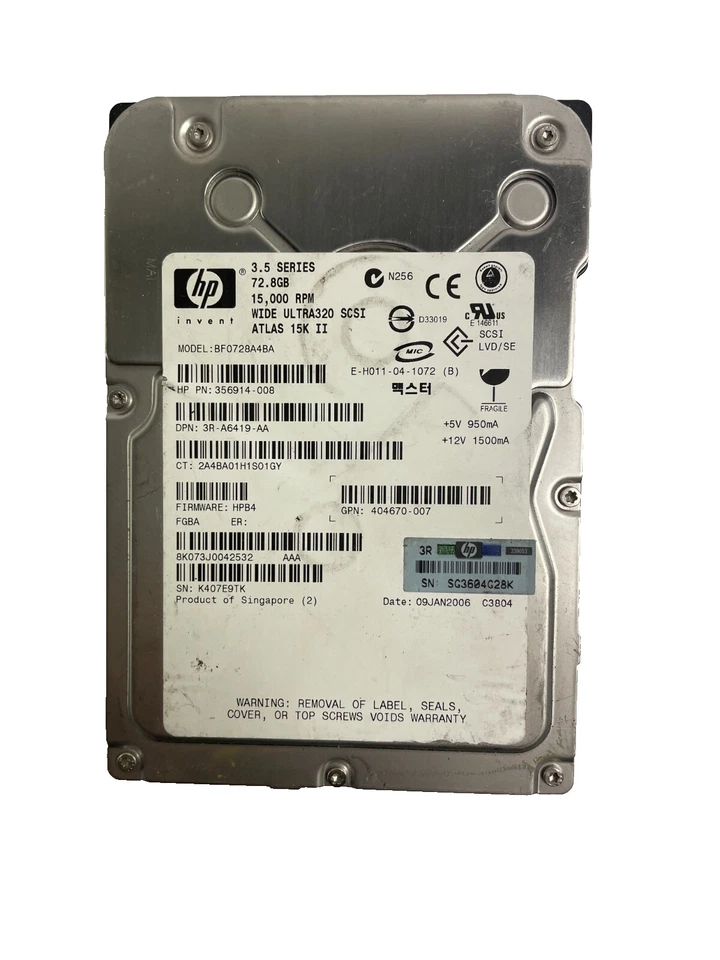 HP Model BF0728A4BA 15000RPM High-Performance Internal Hard Drive Cache 8 MB - Image 1 of 3