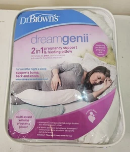 Dr Browns Dreamgenii 2in1 Pregnancy Support & Feeding Pillow White Cotton Jersey - Picture 1 of 6