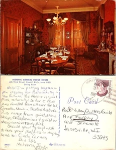 General Dodge House Dining Room Council Bluffs Iowa IA Postcard - Picture 1 of 1