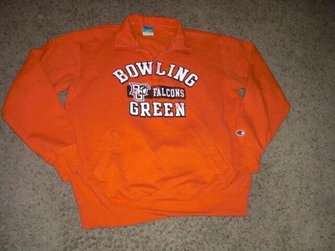 BOWLING GREEN orange 1/4 zip neck CHAMPION Sweatshirt men's Large Cover
