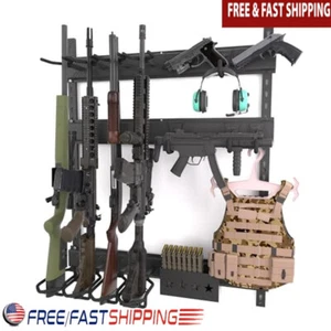 Set Porta Pistola da Parete Interno con Porta Fucili Regolabile Ganci Tattici Pistola - Foto 1 di 7