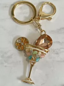 Portachiavi in Vetro Martini Borsa Accessorio Gioielli Perline Cristallo Lucido Pietre - Foto 1 di 6