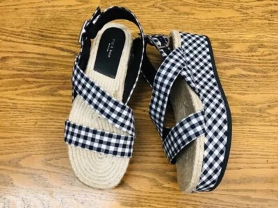 RAG AND BONE MEGAN FABRIC/LEATHER ESPADRILLE PLATFORM SHOES NAVY NWOB 8.5 (38.5) - Image 1 of 4