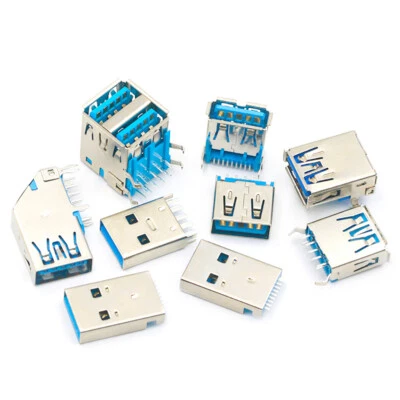 USB3.0-AM/AF DIP Connector Male Female Base Interface Elbow Plug-In Board Socket - Image 1 of 4