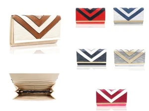 New Women's V Pattern Long Purse/Faux Leather Card/Coin/Photo Holder Wallet - Picture 1 of 7