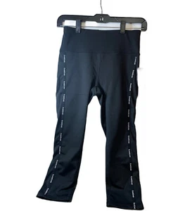 NWT $69 BEBE SPORT Women's Contrast Logo Tape Capri Leggings Black Size S - Picture 1 of 4