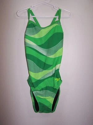 SPEEDO Pro LT Green & White Competition Racing Swimsuit - Size 28 - Image 1 of 3