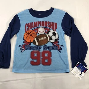 Stay Up Late Boys Pajama Shirt Size 6 Sports Theme Flame Resistant Varsity Squad - Picture 1 of 11