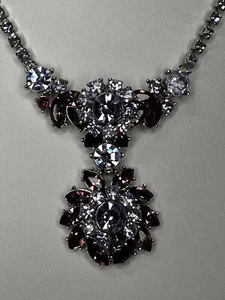 Crown Trifari Necklace Earrings Demi Parure Purple Rhinestone 1955 Set Read Disc - Picture 1 of 22