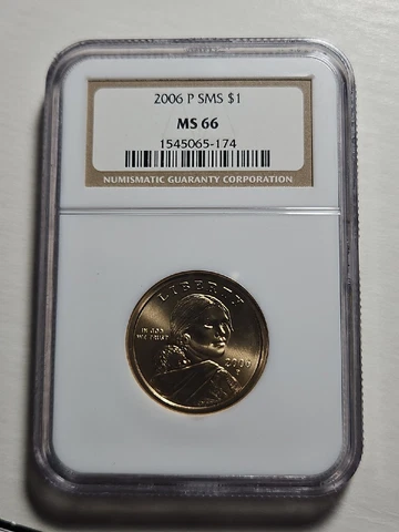 2006 P SMS Sacagawea $1, NGC Graded MS 67 Cover