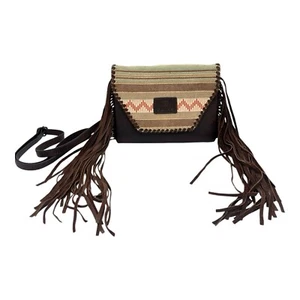Ariat Handtasche braun Leder Fransen Serape Umhängetasche Western Klappverschluss - Bild 1 von 18