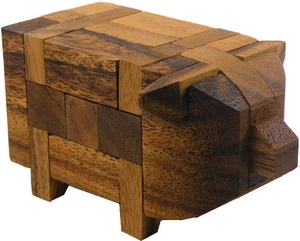 Schwein Kumiki - 3D Brainteaser Holzpuzzle - Bild 1 von 3