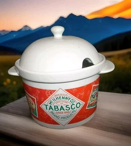 Tabasco Brand Hot Sauce Large Stoneware Soup Chili Crock Tureen 8” Diameter 9"H - Picture 1 of 7