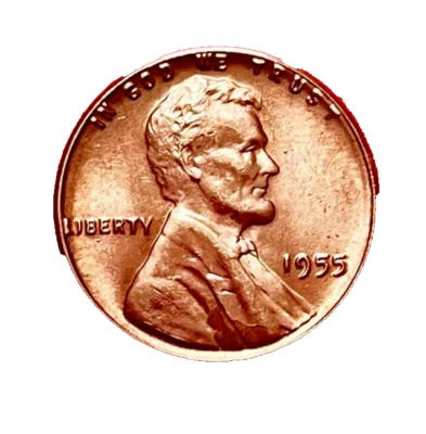 1955 P  BRIGHT RED HIGH GRADE  UNCIRCULATED  LINCOLN CENT (1 COIN) - Image 1 of 2