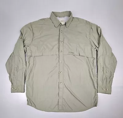 LL Bean Fishing Shirt Mens LT.  Long Sleeve Polyester Nylon Vented Outdoors. - Image 1 of 4