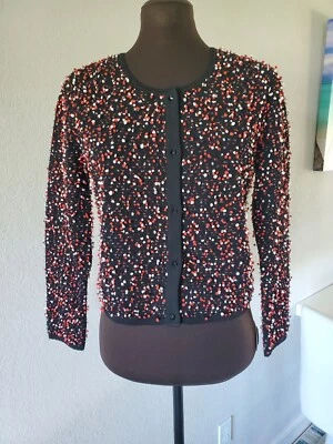 $1.5K Oscar de la Renta boucle recortado encogimiento de hombros cárdigan talla L 10 12 Foto 1 de 4