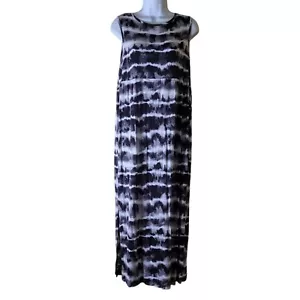 Maxi Vestido sin Mangas Koolaburra by UGG Talla M Blanco y Negro Tie-Dye Tejido Elástico - Imagen 1 de 4