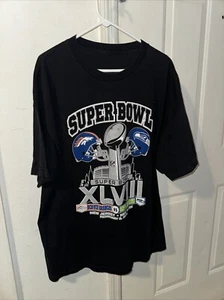 Denver Broncos Seattle Seahawks Super Bowl XLVIII Champions Navy Blue T-Shirt - Picture 1 of 5
