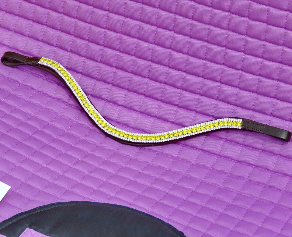FSS CINTILANTE CITRINO CITRON LIMÃO CRISTAL AMARELO Bling Strass VCurve Browband - Imagem 1 de 1
