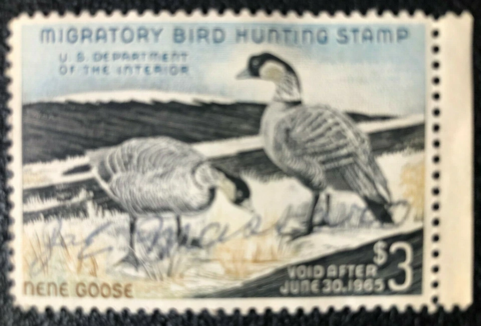 U.S. BOB RW31 1964 Nene Geese $3 Migratory Bird Hunting Stamp MNH Signed - Image 1 of 2