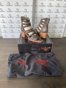 Freebird by Steven Casandra Black Leather Gladiator Sandals Size 10 Heeled Zip S - Picture 1 of 10