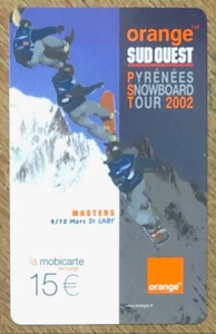PYRÉNÉES SNOWBOARD MOBICARTE SPÉCIMEN CARTE ORANGE MBC MOBI TELECARTE PHONE CARD - Picture 1 of 2