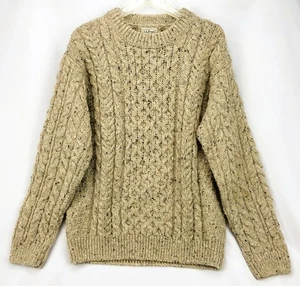 Vintage L.L Bean Fisherman Cable Knit Men's Wool Sweater Made IRELAND Medium - Picture 1 of 4