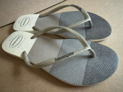 Havaianas Delgado Gris Iridiscente Graduado con Correas Brillo EU41-42 - NUEVO Foto 1 de 4