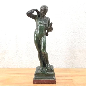 Antique Fond. Nelli Roma Cast Bronze W/ Patina Nude Male Sculpture Signed Mecret - Picture 1 of 17