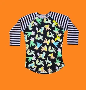 LuLaRoe Randy Ghost Shirt XS Halloween Black White Stripe Sleeves WORN ONCE - Picture 1 of 6