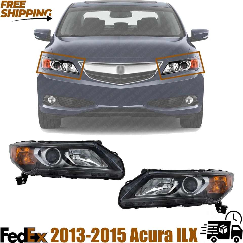 Conjunto de conjunto de faróis dianteiros ACURA ILX 2013-2015 halogênio destro e esquerdo | Base, híbrido - Imagem 1 de 4
