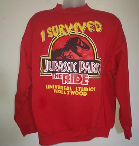 I Survived Jurassic Park The Ride Men's XL Sweatshirt Vintage Universal '96 Red - Picture 1 of 10
