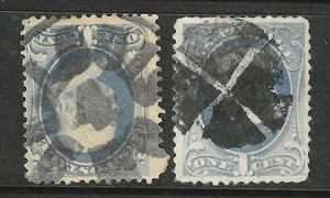 Sc #206 x 2 Annullo Fantasia 1 Centesimo Franklin 1883 US 20B71 - Foto 1 di 3