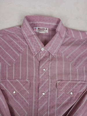 Camisa De Colección Miller Stockman Hombres XL Roja Manga Larga Western Living Perla A Presión Foto 1 de 4