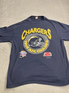 Maglietta Vintage San Diego Chargers Uomo XL Blu 1994 AFC Champs Noce Noce Noce NFL Anni 90 Tee - Foto 1 di 7