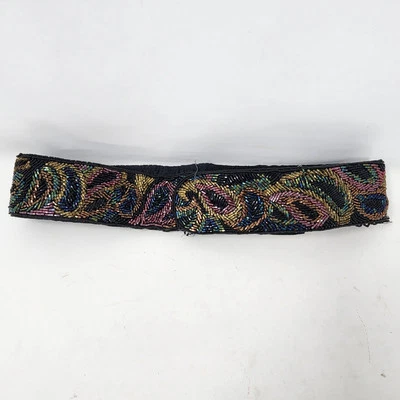Vintage 80s Beaded Belt Women's S/M Eclectic Colorful Handmade Belt La Regale - Image 1 of 4