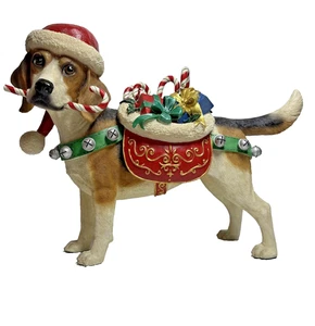 Danbury Mint Large Christmas Beagle Dog Figurine - Damaged - Picture 1 of 10