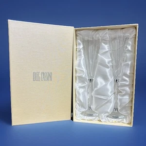 Oleg Cassini Crystal Champagne Flute Box Set with Satin Lined Case Wedding (M) - Picture 1 of 5